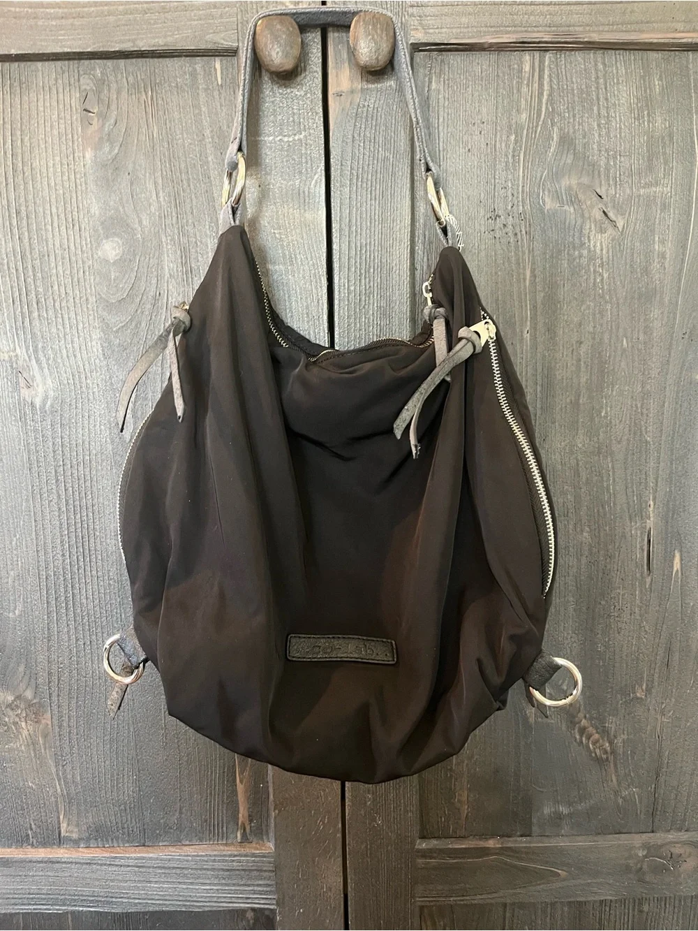 Co-Lab Black Nylon Cargo Hobo Shoulder Bag Slouchy Utility